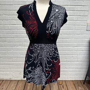 Y2K Cocomo Black Chrysanthemum Mini Dress